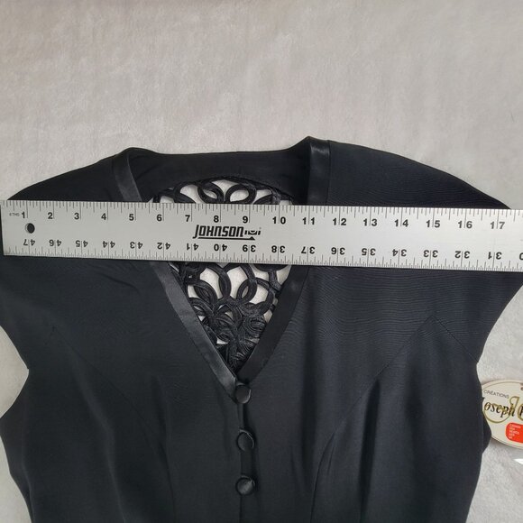Vintage Joseph Ribkoff Womens Black Cap Sleeve Dress 8 Back Cutout New $210 - Picture 7 of 10